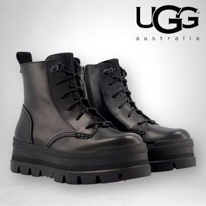 UGG Sidnee Leather Combat Ankle Boots Chunky Platform Lace Up women’s size 10